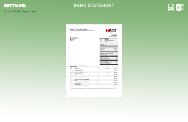 модерен стил Шаблон за ексел страници за извод од банкарската метро на Обединето